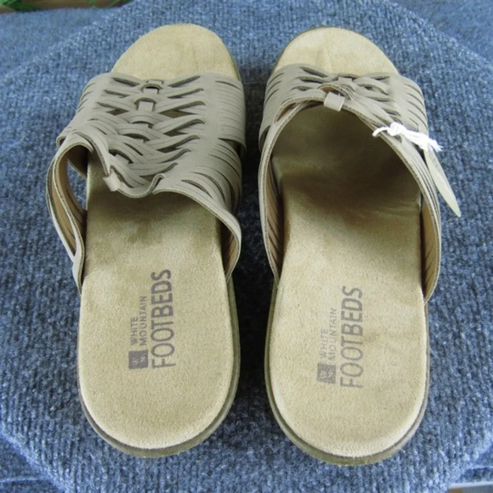 White Mountain Women's Crete Slide Taupe Synthetic Sz 9 Medium Gently‎ Used 2025